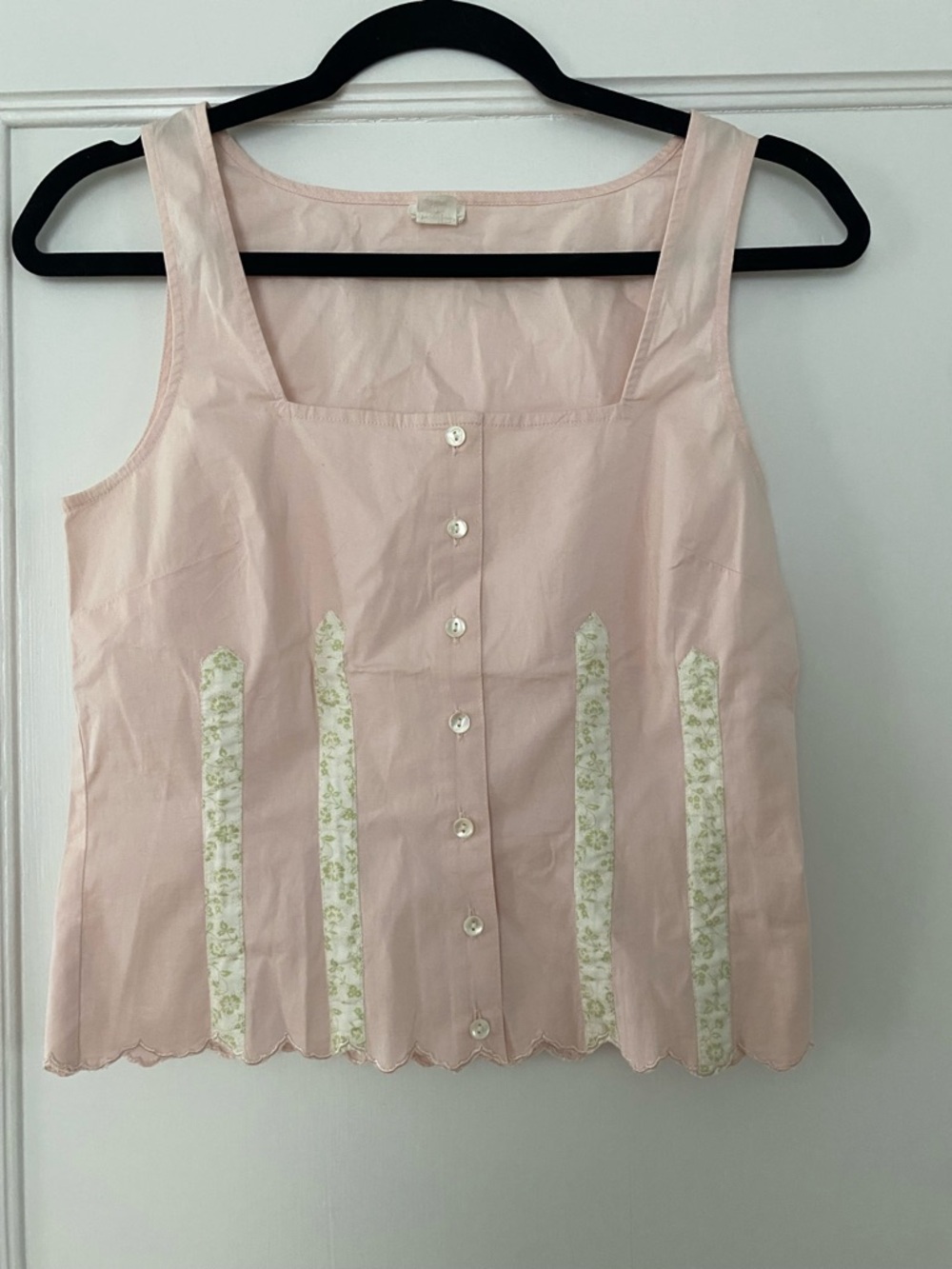 NAK Light Pink Button-Front Camisole with Floral Panels from Anthropologie.